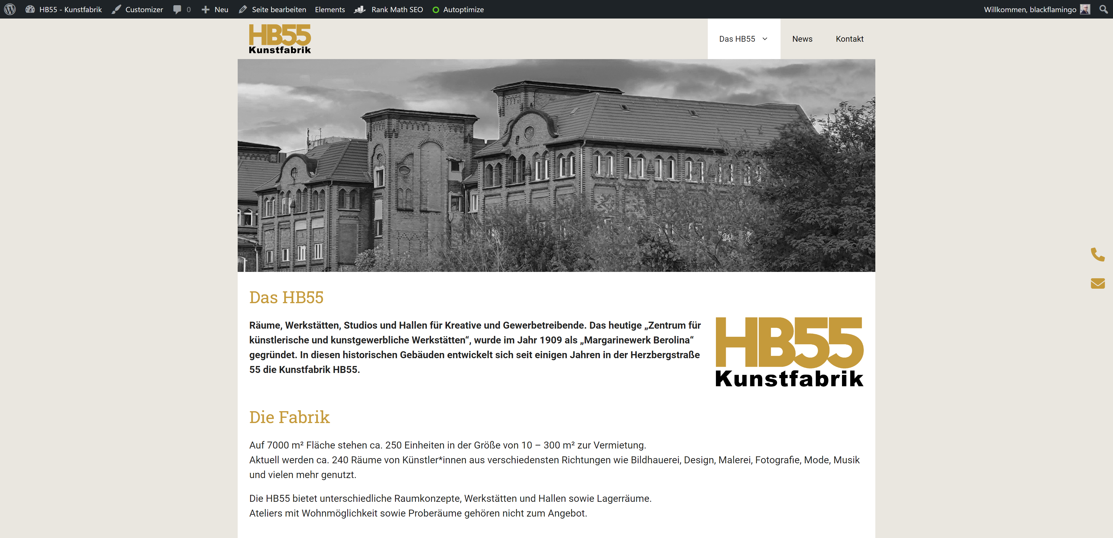 Screenshot der Website www.HB55.de